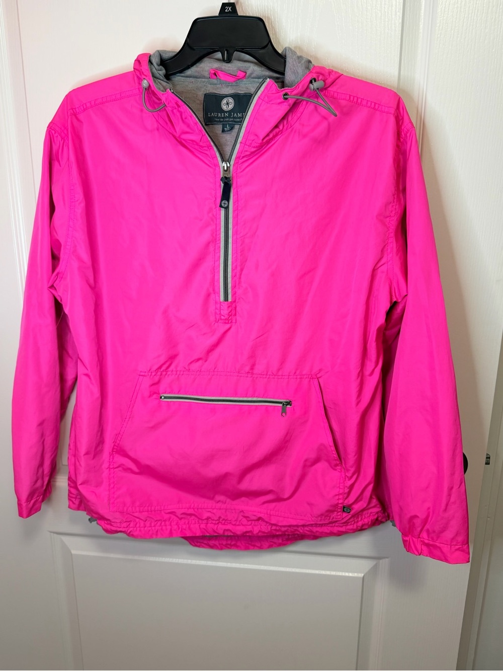 Lauren James Hot Pink Hooded Pullover Rain Jacket